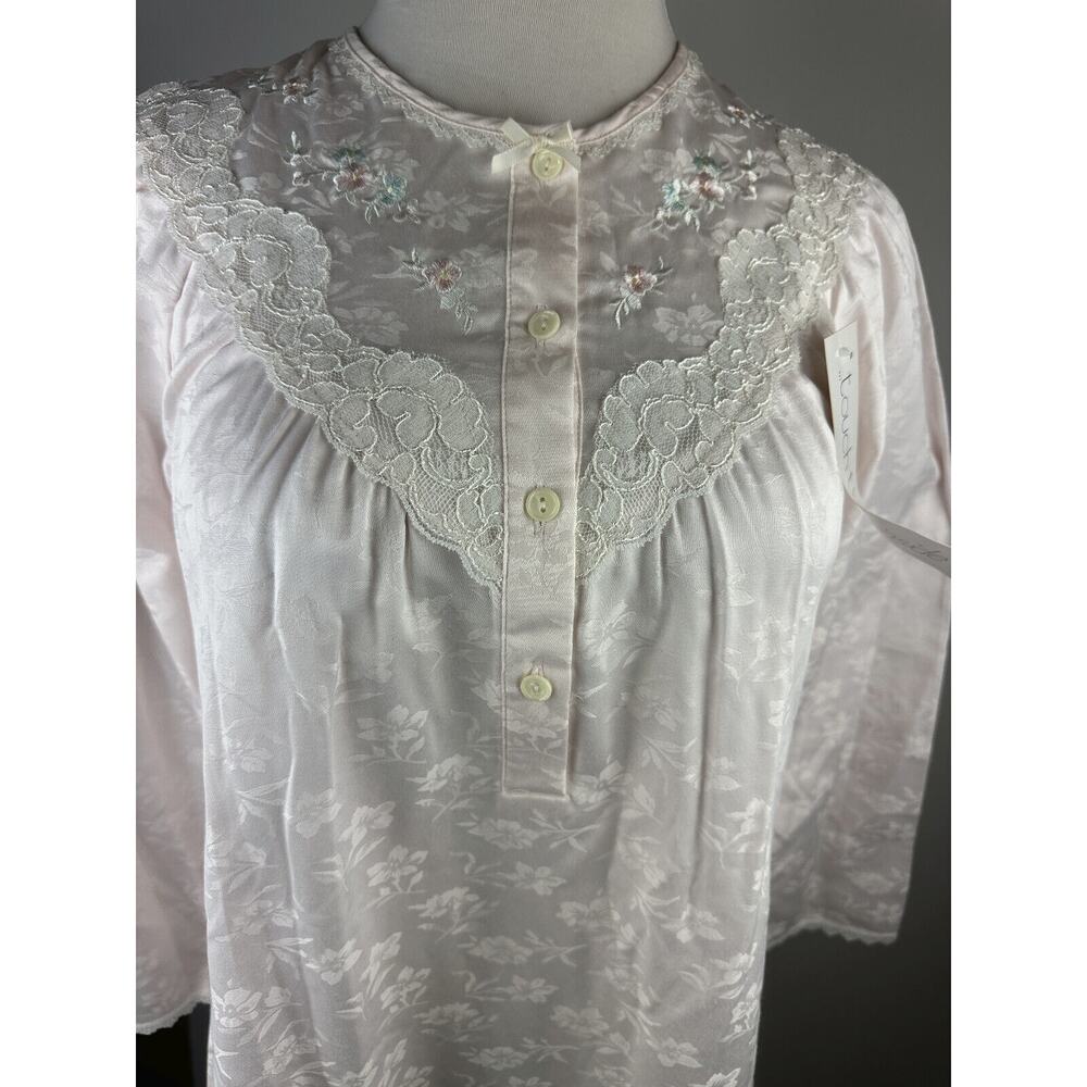 NWT Miss Elaine Floral Nightgown Country Cottage Lace Long Maxi Pink Size Small - Picture 4 of 16